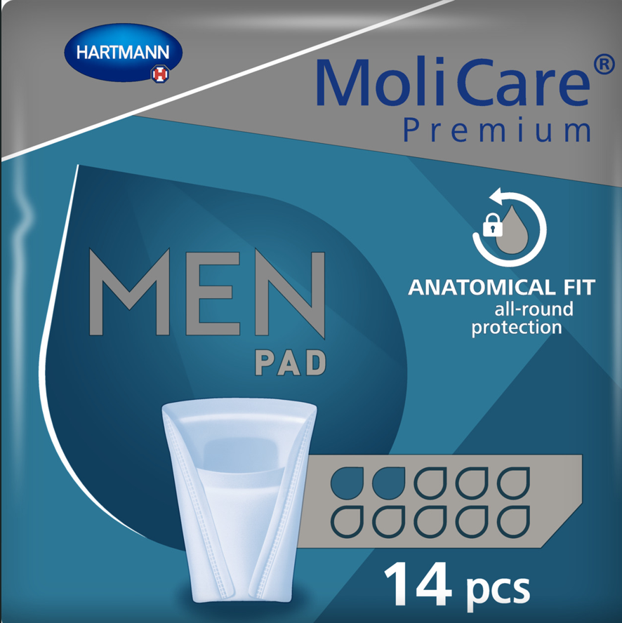 MoliCare Premium Men Pad – Anatomical Fit, Anti-Leak Cuffs (14 Pieces)