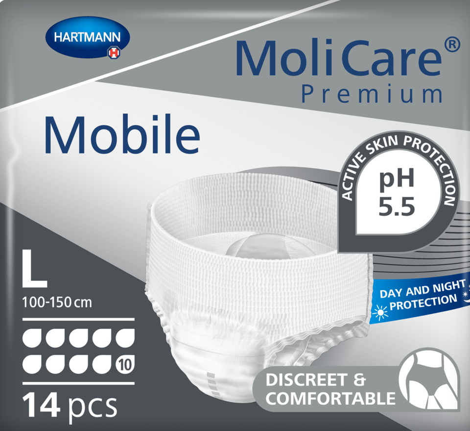 MoliCare Premium Mobile - Large (100-150 cm) - 14 pcs - 10 Drop Absorbency