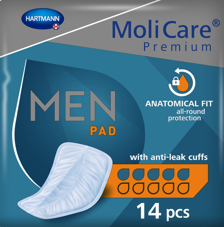MoliCare Premium Men Pad – Anatomical Fit, Anti-Leak Cuffs (14 Pieces)
