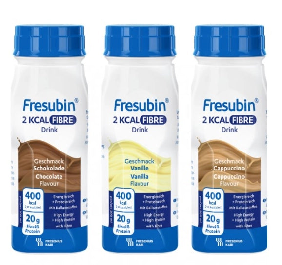 Fresubin 2 Kcal Fibre Drink – High-Calorie, Protein & Fibre Nutrition (Chocolate, Vanilla, Cappuccino)